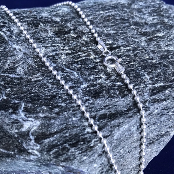 16” Italian 925 Silver Bead 1mm chain - Picture 2 of 4